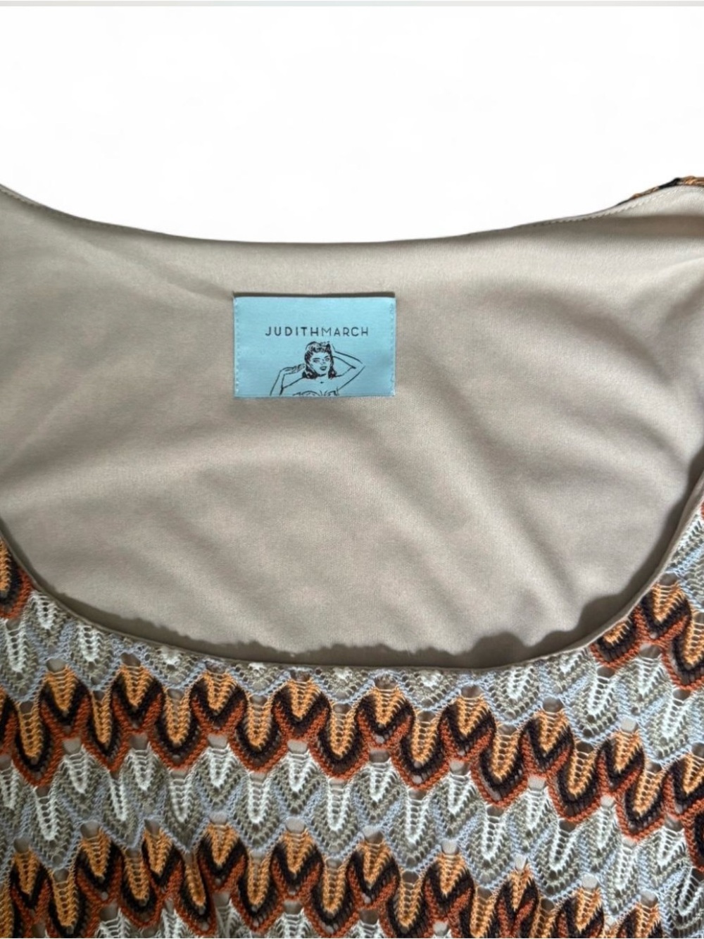 Vintage Judith March Knit dress in Bronze, Orange, Cream